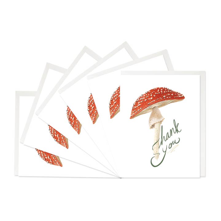 Mushroom Thank You Boxed Set Of 6 Cards for wholesale by Good Juju Ink