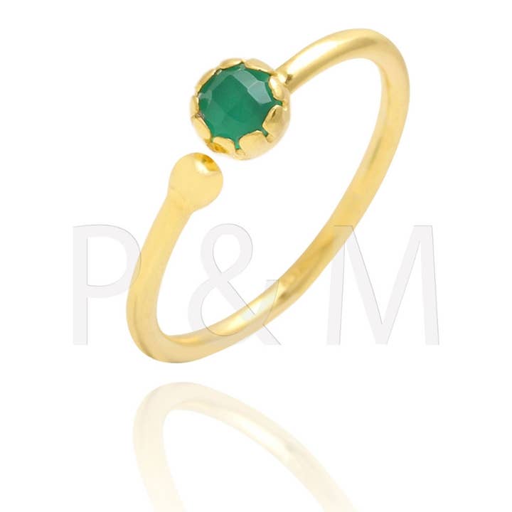 Minerale ring - 16 - groene onyx - verzilverd voor wholesale door Buganto