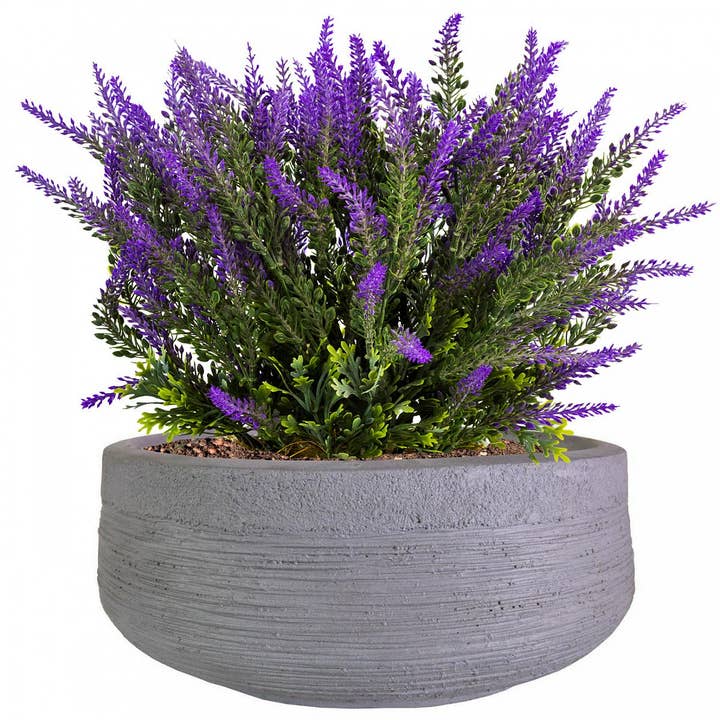Idealist Lite Fibrestone Planters – wholesale Plant pot – IDEALIST Ribbed Light Concrete Bowl Planter