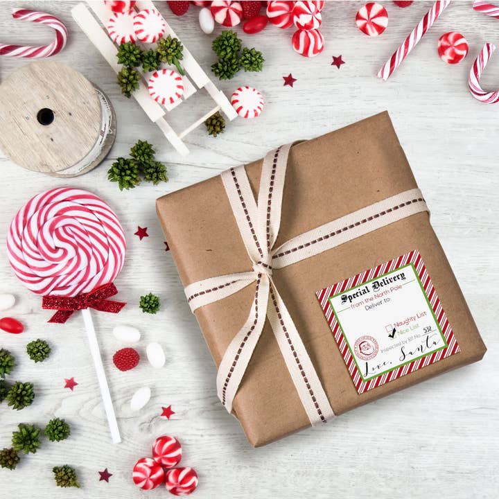 Santa's Special Delivery Gift Tag Stickers, Set of 12 for wholesale by Amanda Creation