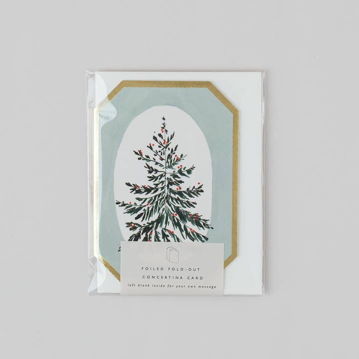 Katie Housley - Wholesale Christmas Card - CONCERTINA BOTANICAL CHRISTMAS DIE CUT MINI HOLIDAY CARD 1