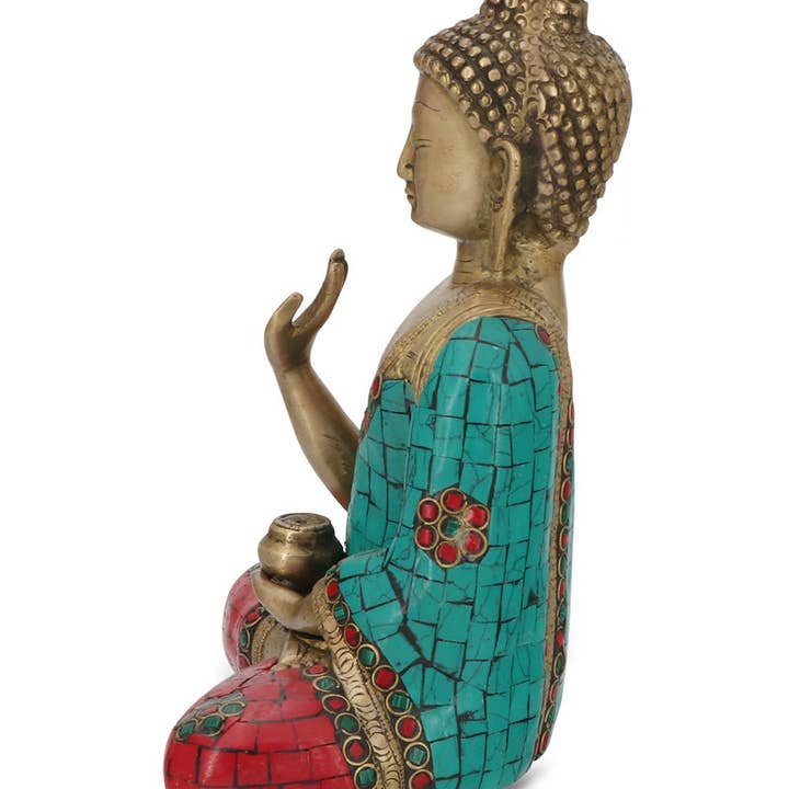 Buddha Groove – wholesale Dekorativ statyett – Buddha staty med färgglada detaljer, mässing