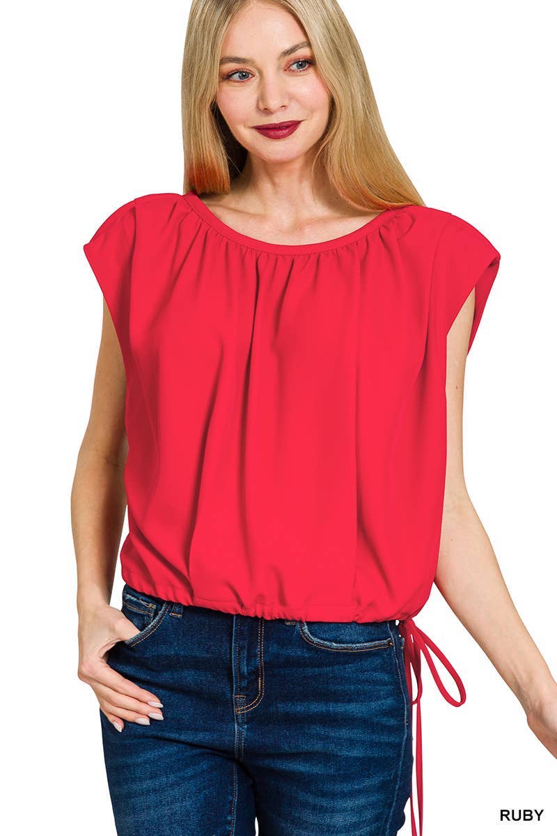 Vanilla Monkey - Wholesale Blouse - Women's - Woven Drawstring Tie Side Sleeveless Top4