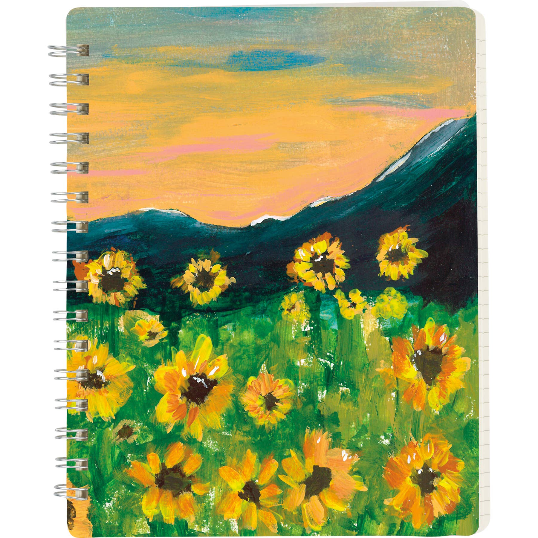 Primitives by Kathy - Wholesale Stationery/Notecard Set - Sunflower Field Spiral Notebook2