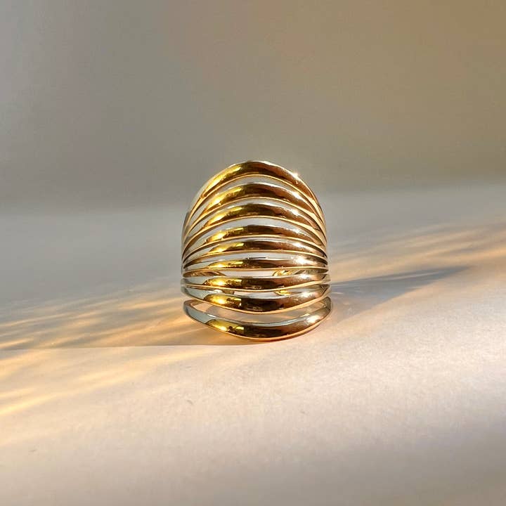 COSMOS - Wholesale Band/Stacked Ring - Adjustable multiple row ring in stainless steel1