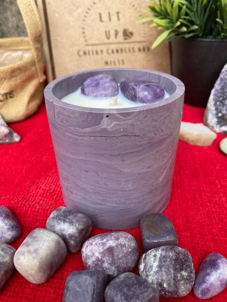 Lit Up, Ireland - Wholesale Jar/Filled Candle - Lepidolite / Jasmine and Magnolia Infused Soul Candle1