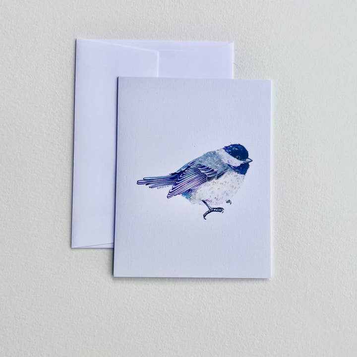 Chickadee Card for wholesale by Liz Burdick Arts