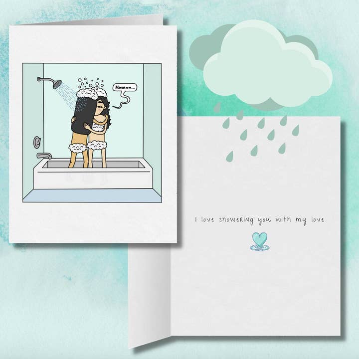 Sesame But Different - Wholesale Valentine's Day Card - I Love Showering You With My Love | Romantic Lesbian Any Occasion or Valentine's Day Card | Cute LGBTQ Anniversary Gift | Sapphic WLW Love