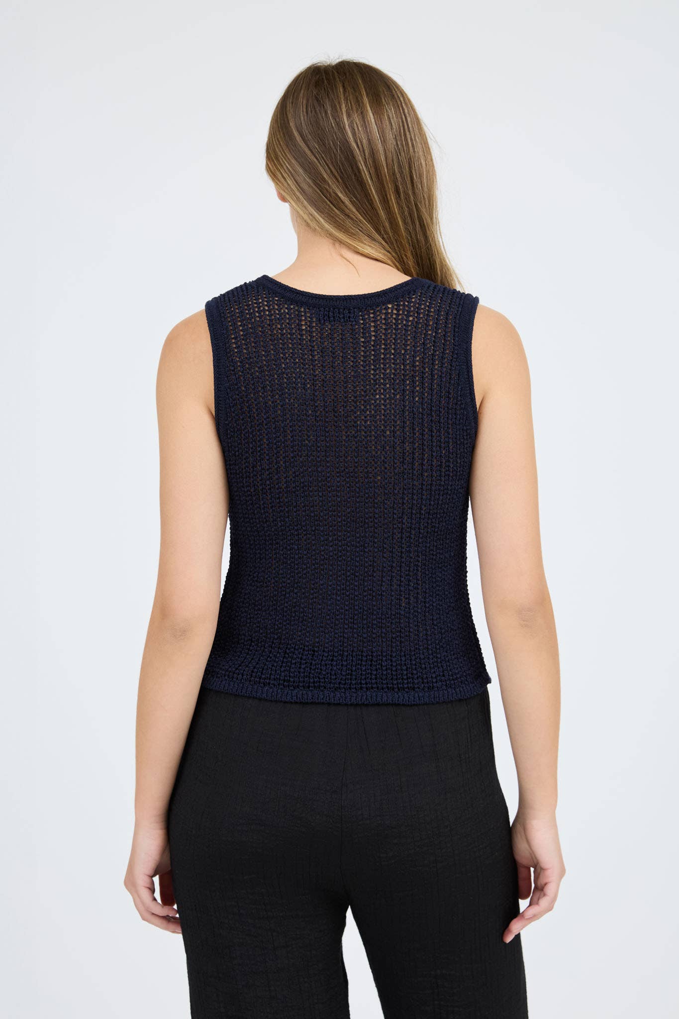 Blu Pepper - Wholesale Outerwear Vest - Women's - V NECK FRONT BUTTON CROCHET KNIT VEST1