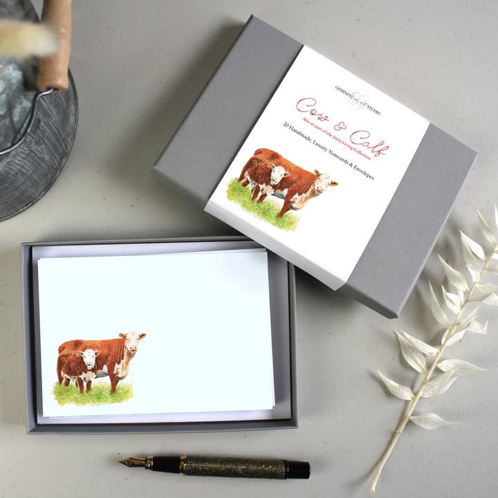 Cow & Calf Notecards/Place Cards | Gifts | Stationery | Farm for wholesale by Gemini's Fine Art Studio