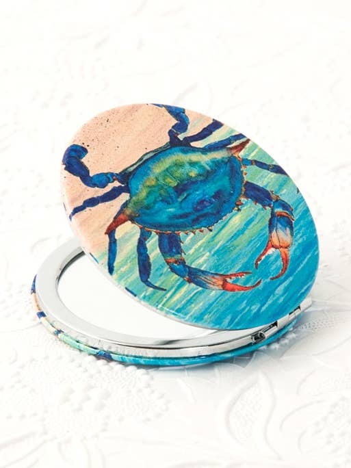 Miroir de Voyage Rond Crabe Bleu pour la vente par Value Arts