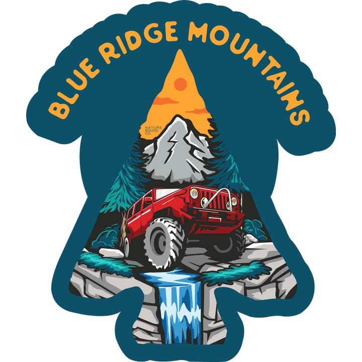 Red Jeep Arrowhead Sticker | Blue Ridge Mountains for wholesale by Nature Bound Co