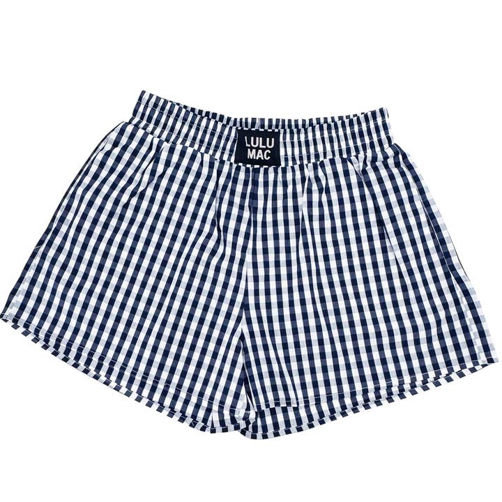 NAVY BXGH-NAVY GINGHAM BOXER SHORT for wholesale on Faire