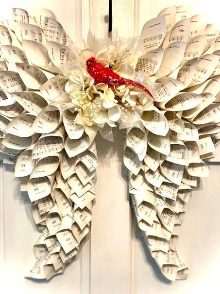 Angel Wings With Custom Cardinal Center (24"x24") for wholesale by The Paper Wreath Company