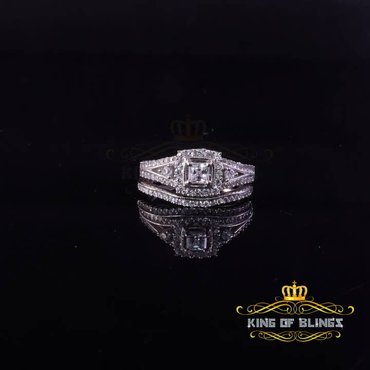 KING OF BLINGS - Wholesale Multi-stone ring - King Of Bling's1.75ct Cubic Zirconia White Sterling Silver Men's/ Women 2PC Bridal Rings Size 71