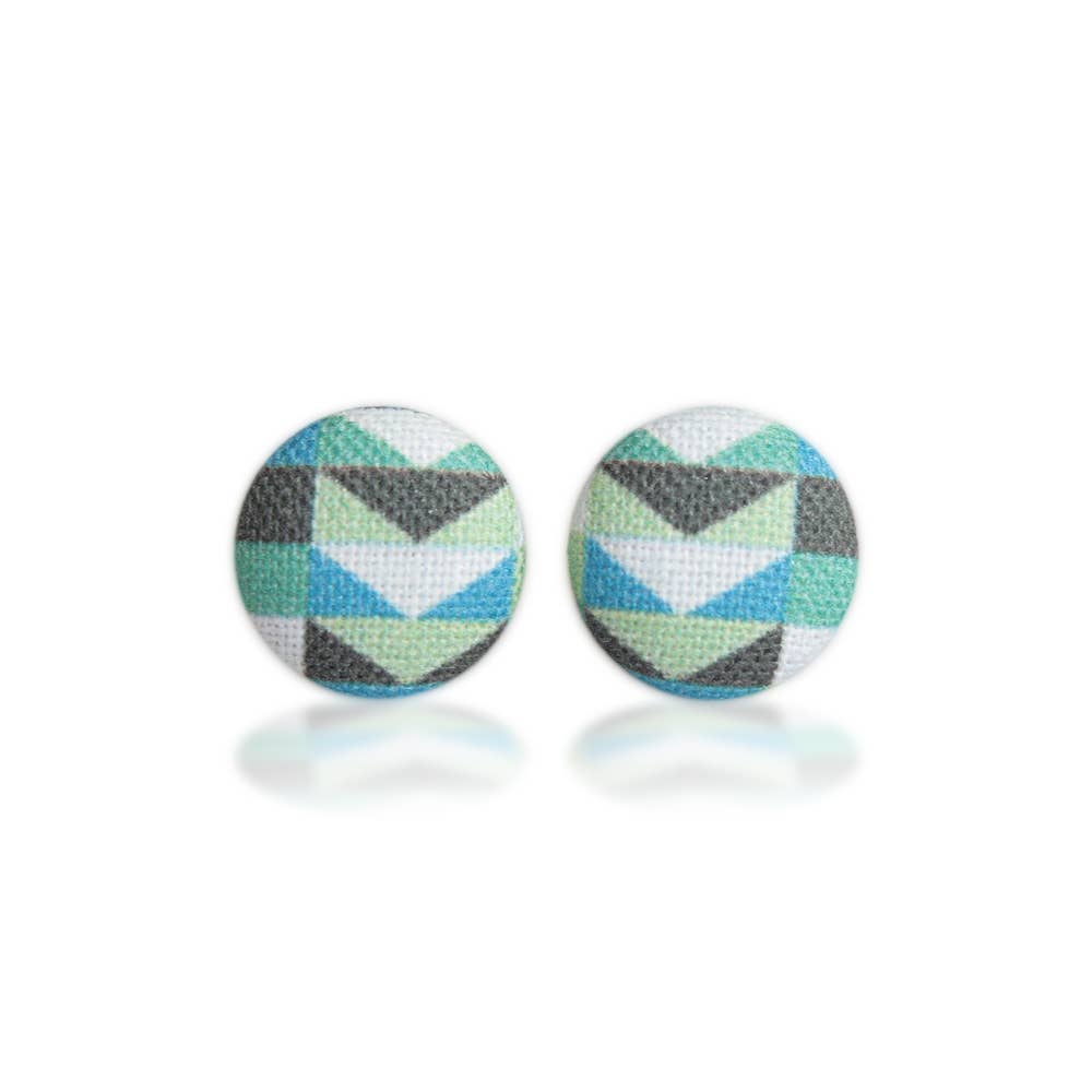 Rachel O's - Wholesale Stud/Post Earrings - Cool Mod, Fabric Covered Button Earrings4