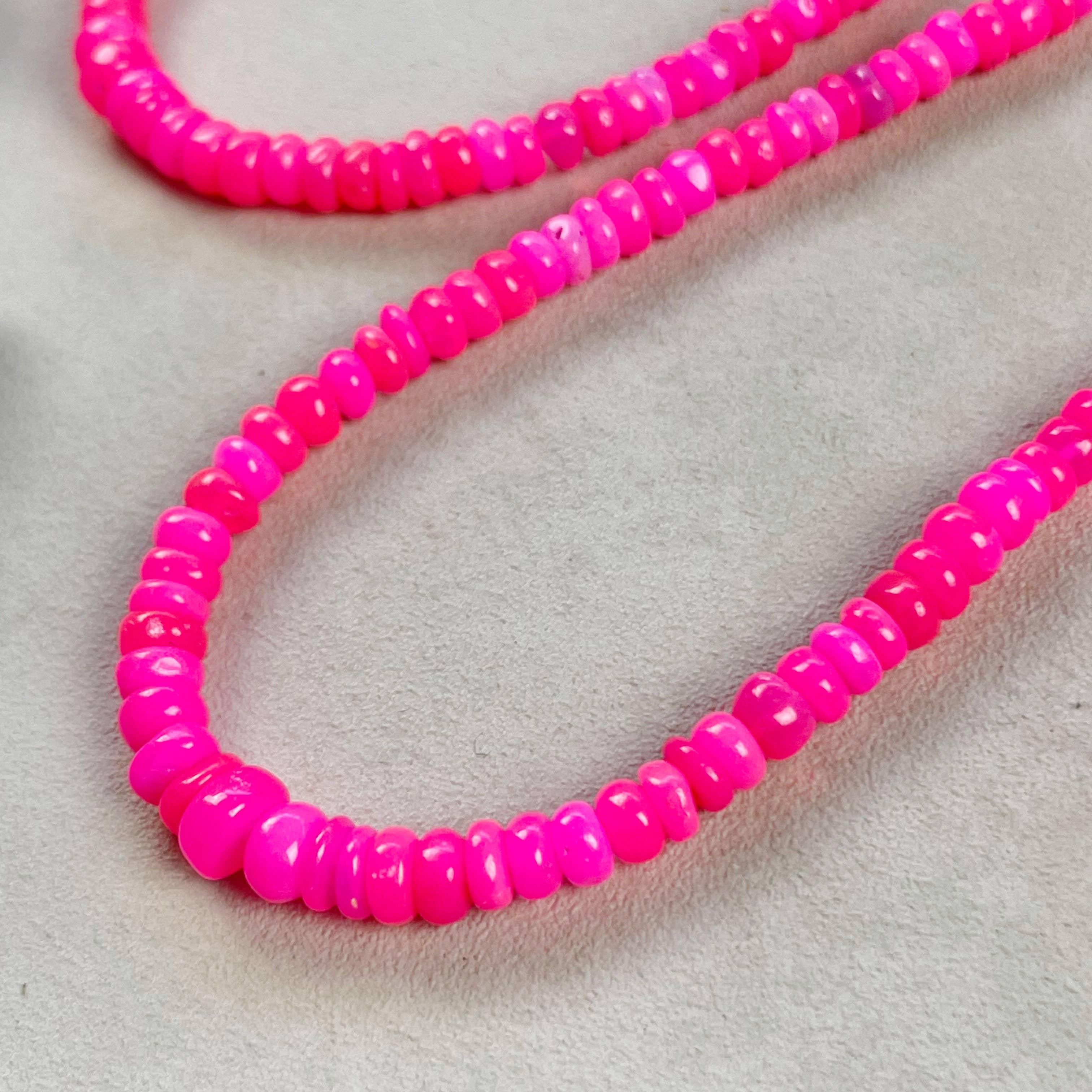 Ewelina Pas Jewelry - Wholesale Beaded/Pearl Necklace - Igni// Hot Pink Fire Opal Heishi Beaded Necklace4