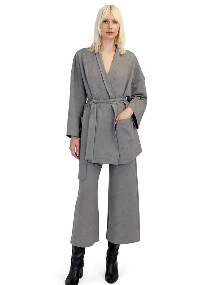 Schalkragenjacke - Grau für den Großhandel von Meg