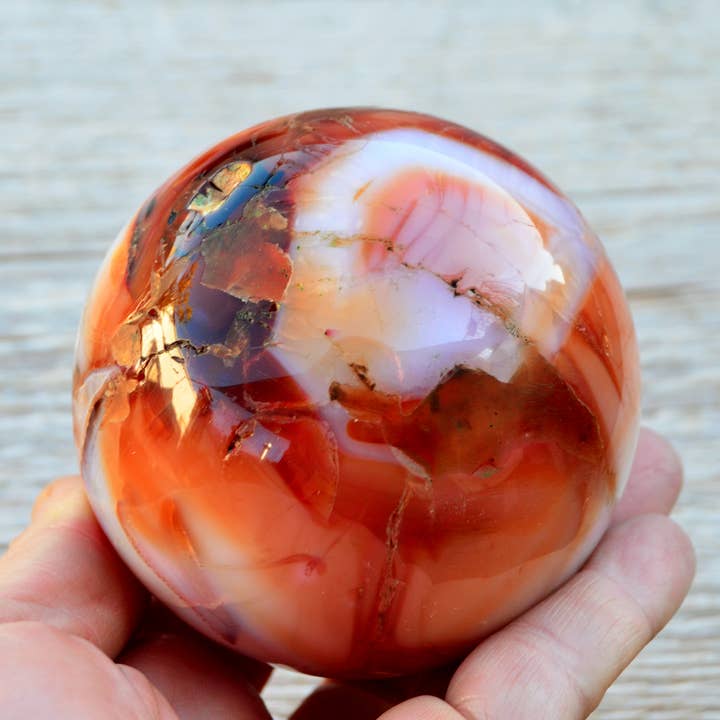 Kaia & Crystals - Wholesale Spiritual Stone/Crystal - XL Carnelian Crystal Ball (70mm - 100mm) - Mineral Sphere