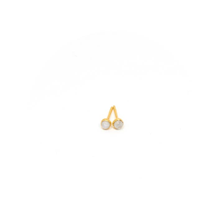 Elemental Mini Round Stud Moonstone for wholesale by Garcia Cristina