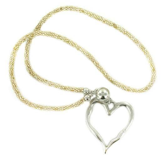 Suzie Blue Canada - Wholesale Pendant/Charm Necklace - Beaded Rope Necklace with Open Heart0