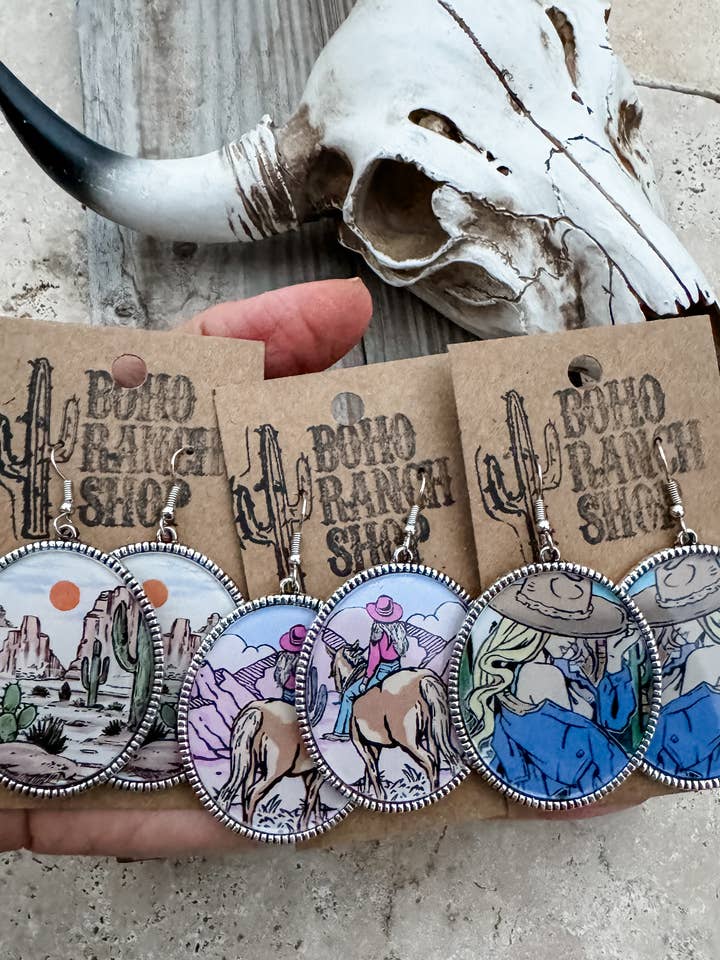 Boucles d'oreilles Western Scenery Cowgirl pour la vente par Boho Ranch Shop