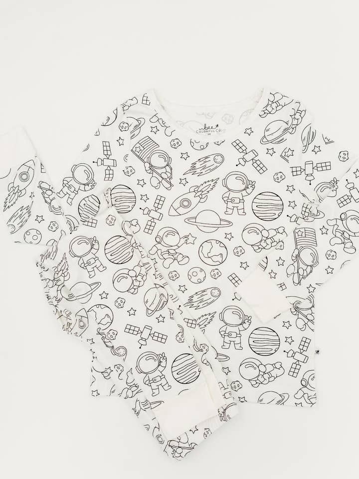 Bee Colorful Co. - Wholesale Sleepwear Set - Kids - Space Coloring Pajamas 2 piece set made from Bamboo8