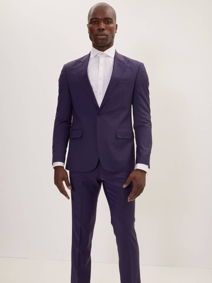 Men's Super 120S Merino Wool Single Breasted Suit - Auberg for wholesale by Ron Tomson