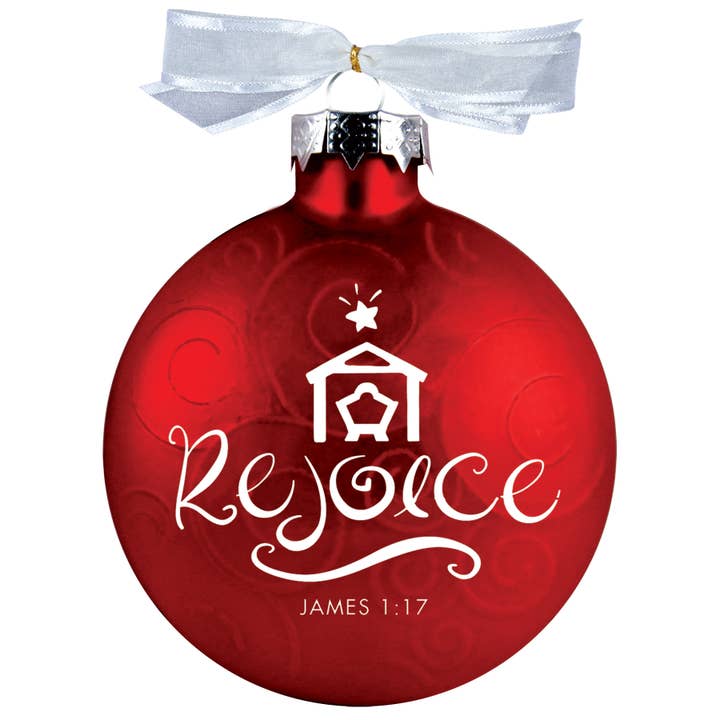 LCP Christmas Ornament Rejoice Swirl Red 4" for wholesale by Magnolia