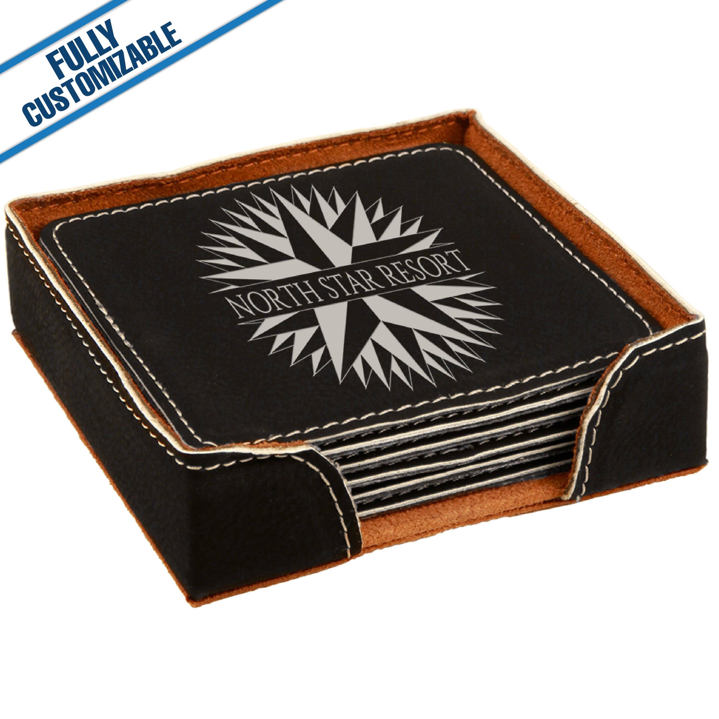 GiftWorksPlus - Wholesale Coasters - Engraved Leatherette Square Coasters - Fully Customizable23