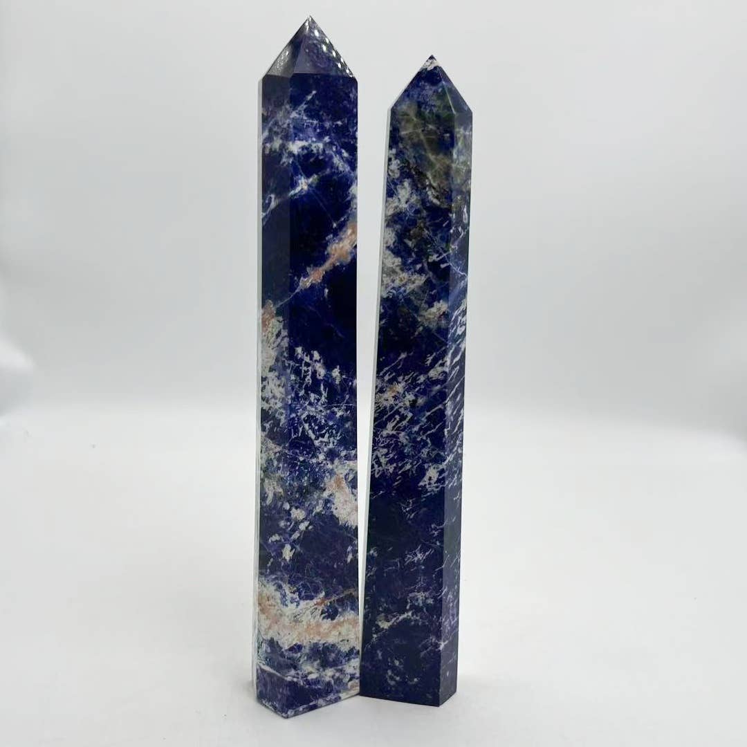 Crystal Deal· Wholesale Crystals & Gifts – Großhandel Kristall-Ladeplatten – Natürlicher Sodalith-Turm – 7"-10" hoher blauer dekorativer Kristall7