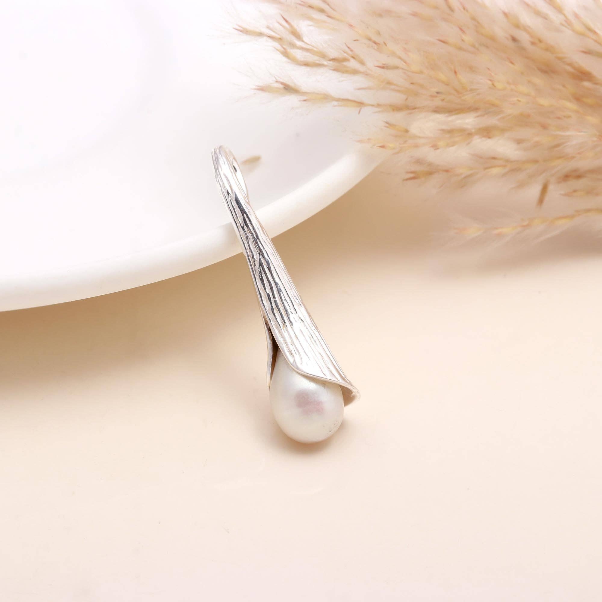 AG 925 JEWELLERY - Wholesale Individual Charm/Pendant - 925 Sterling Silver Calla Lily Pearl Pendant0