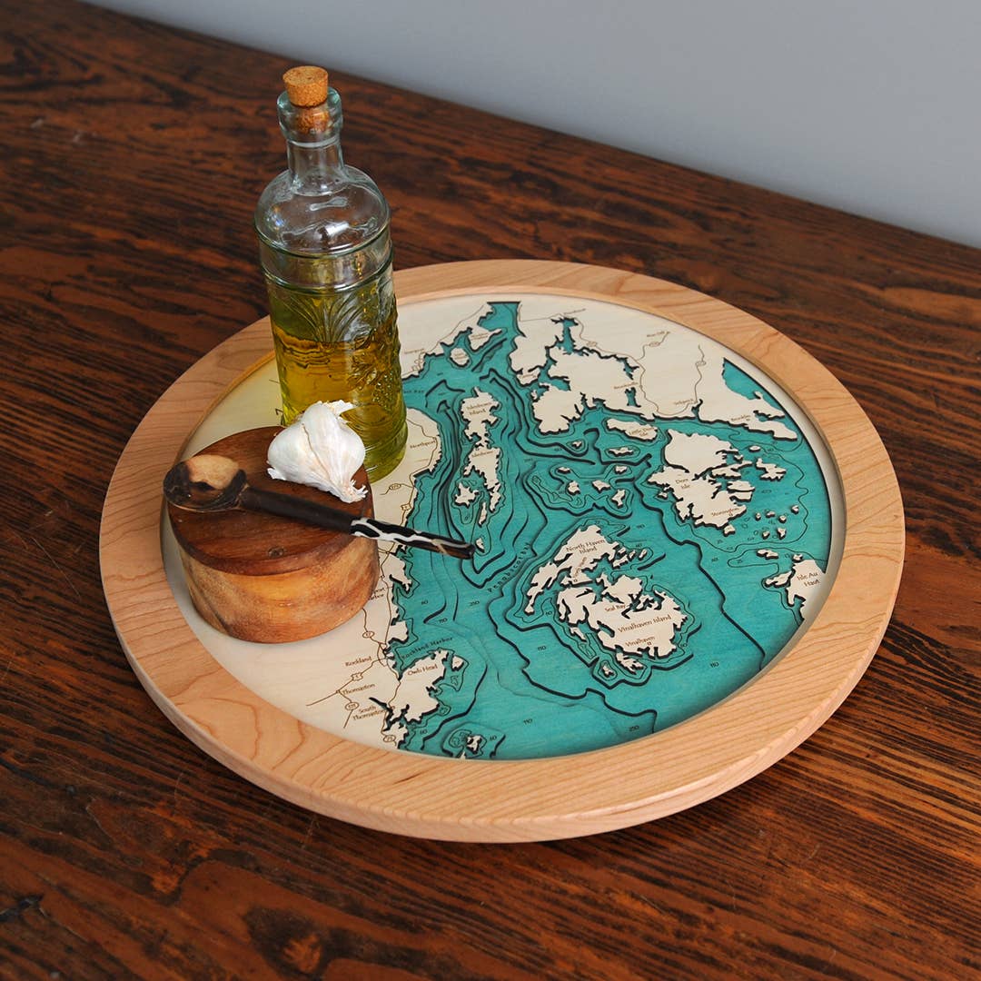 Lake Art - Wholesale Lazy Susan - Your Lake Here | 3D Wood Lazy Susan0