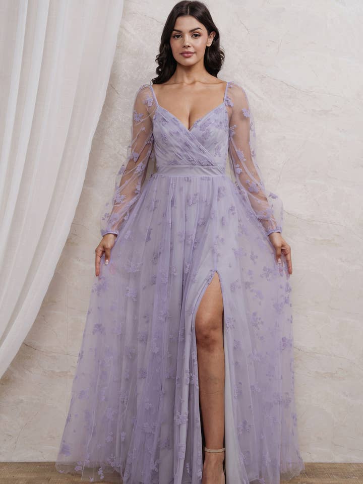 Rosemore Couture - Wholesale Gown - Women's - BURN OUT FLORAL SURPLICE MAXI DRESS4