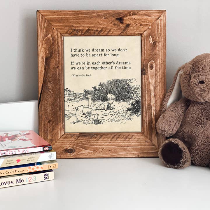 Winnie de Poeh Citaat Kinderkamer Ingelijst Schilderij - Droom voor wholesale door Swinford Designs