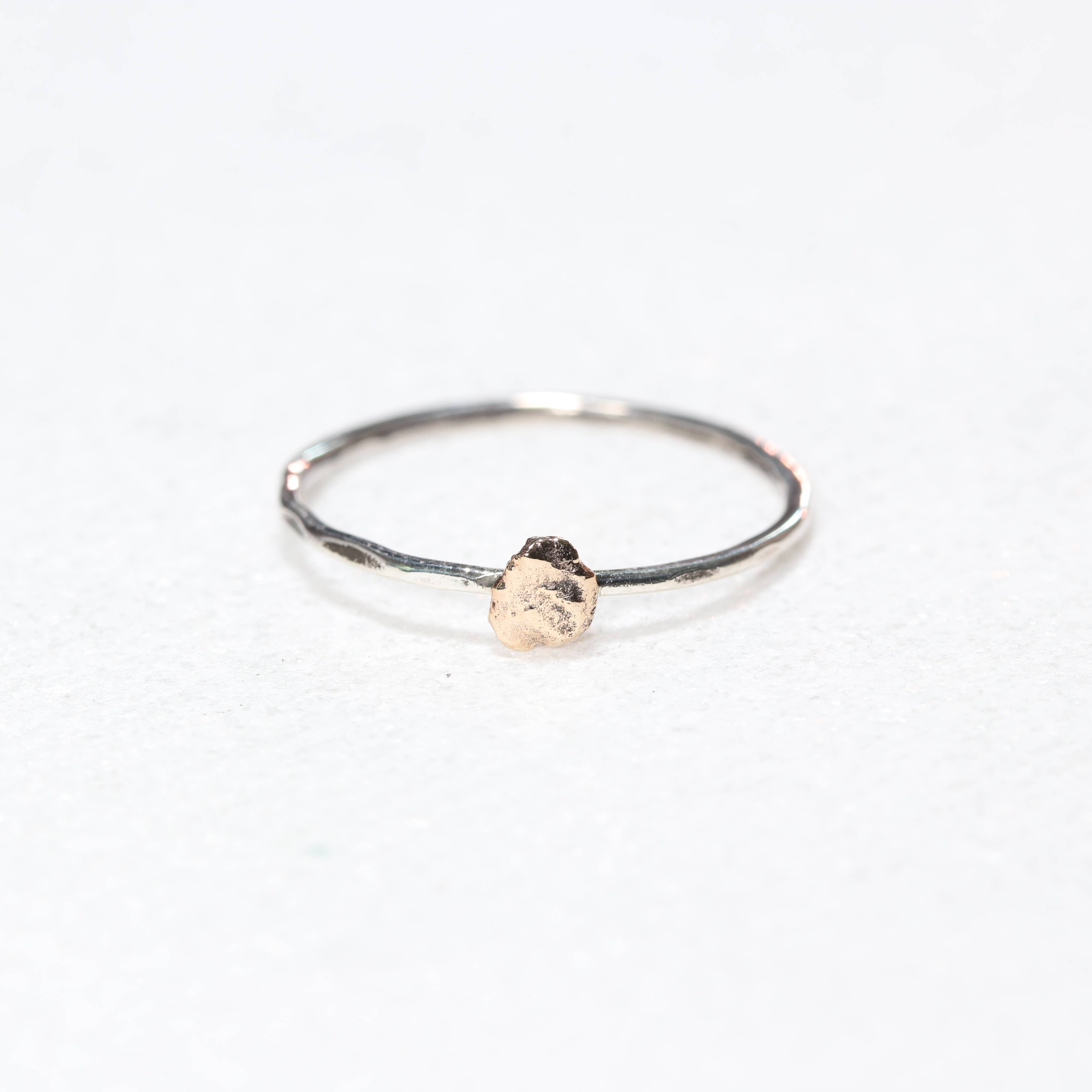 Esme - Wholesale Band/Stacked Ring - 14k Solid Gold Nugget Stacking Ring on Sterling Silver Band2