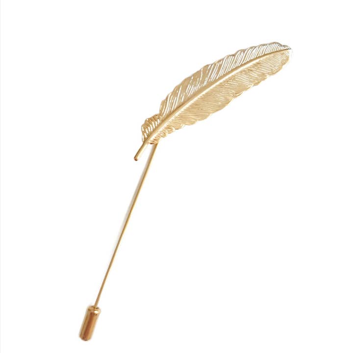 Guld fjer revers pin for engroshandel hos Mrlapel