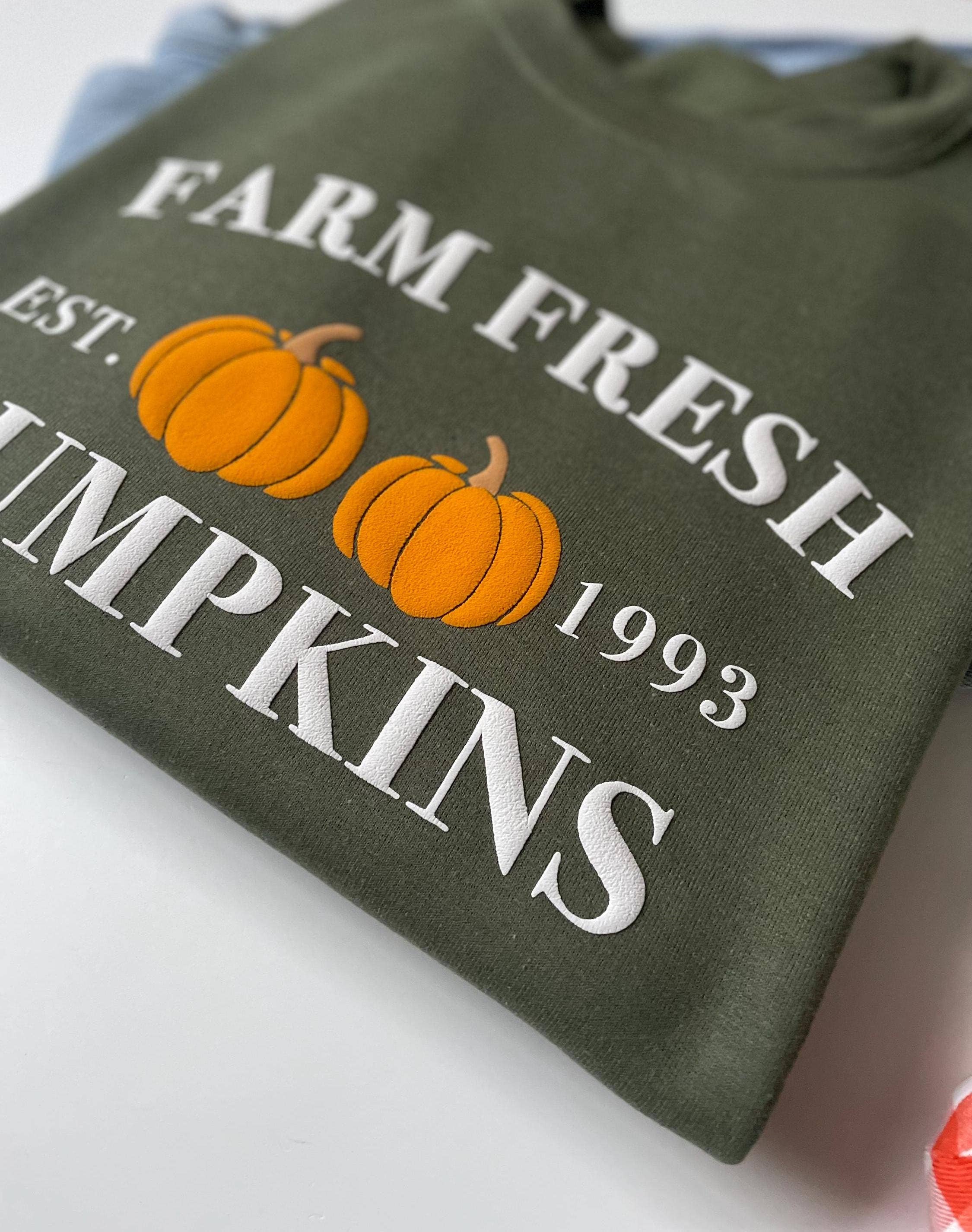 Military Green Embossed Farm Fresh Pumpkins Womens Sweatshirt for wholesale on Faire4