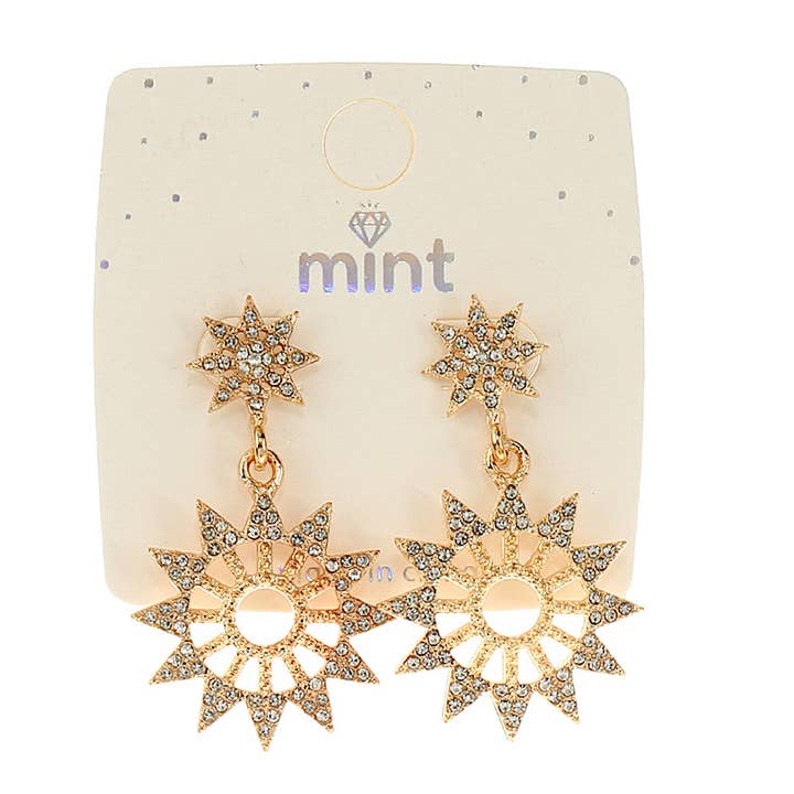 Rhinestone Sun Drop Earring for wholesale by Atlas Fashion