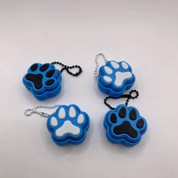 Rondom Color Dog & Cat Paw Print Fidget Clickers - 3D Printed Keychain for wholesale on Faire5