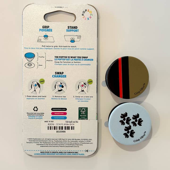 Crisp Oliveâ„¢ - Wholesale Phone Grip - Custom Striped Phone Grips- A Collab with Pop Sockets