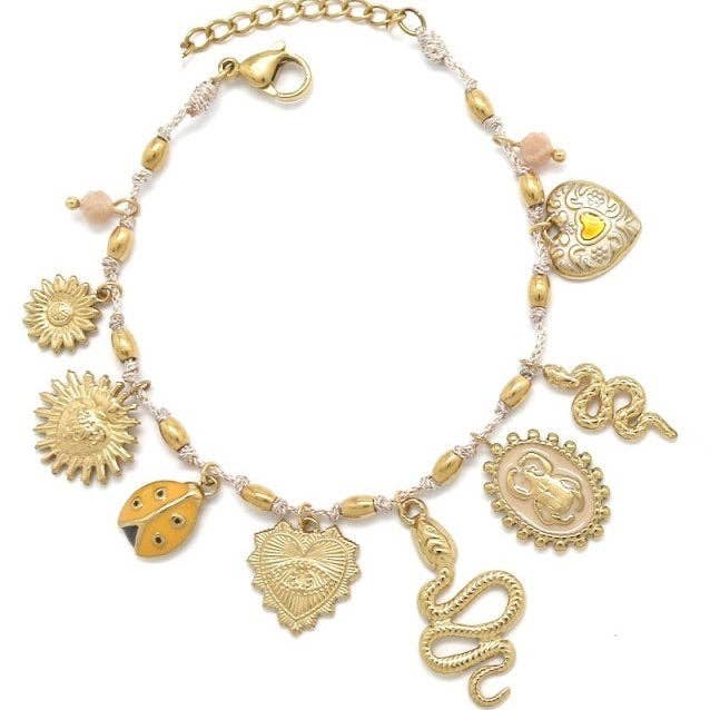 Bracelet Charme Serpent Scarabée - B4-035A pour la vente par LIZOU