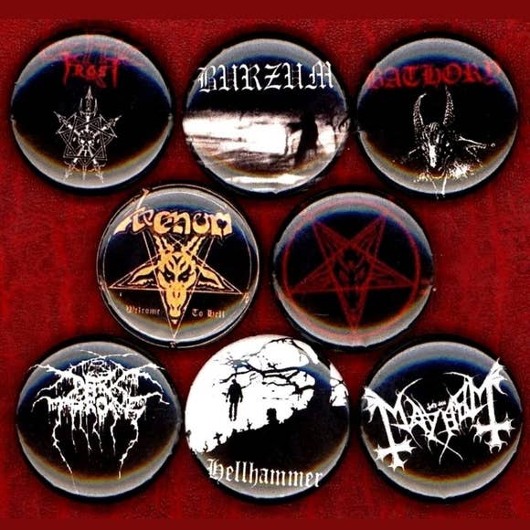 Black Metal music bands x 8 1" inch (25mm) pins vinyl punk for wholesale by Pinbax Express