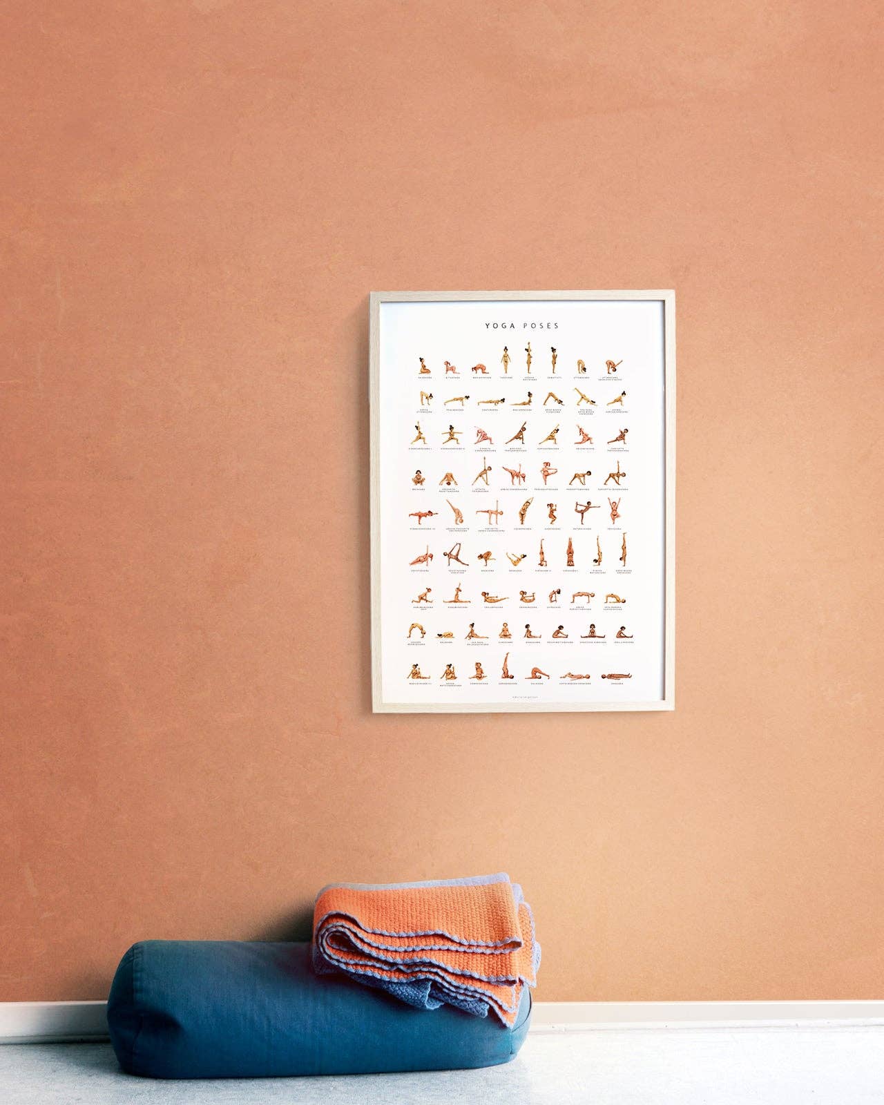 Yoga Prints - Vente Poster - Affiche de yoga moderne avec 66 postures de base et leurs noms en sanskrit1