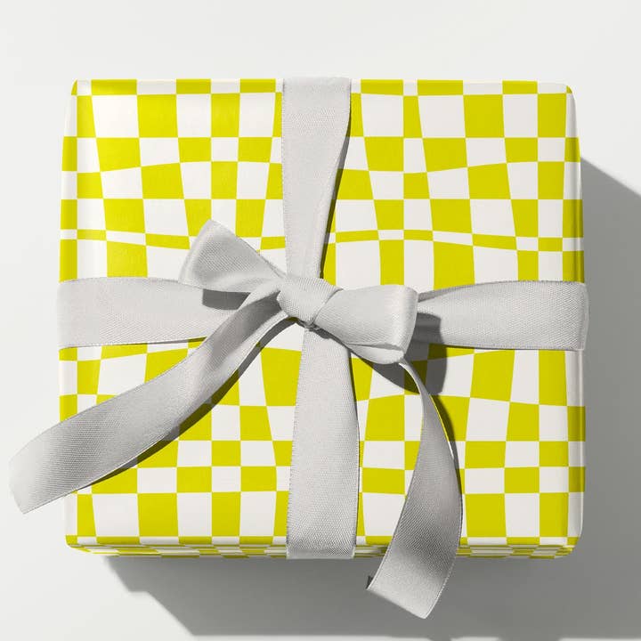 Space Time Checks Warped Checker Gift Wrap Sheets or Roll for wholesale by My Darlin'
