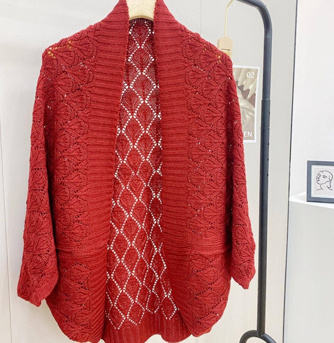 JC Sunny Fashion - Wholesale Wrap - Women's - JC063314 Vintage Elegant Hollow Batwing Sweater / Cardigan2