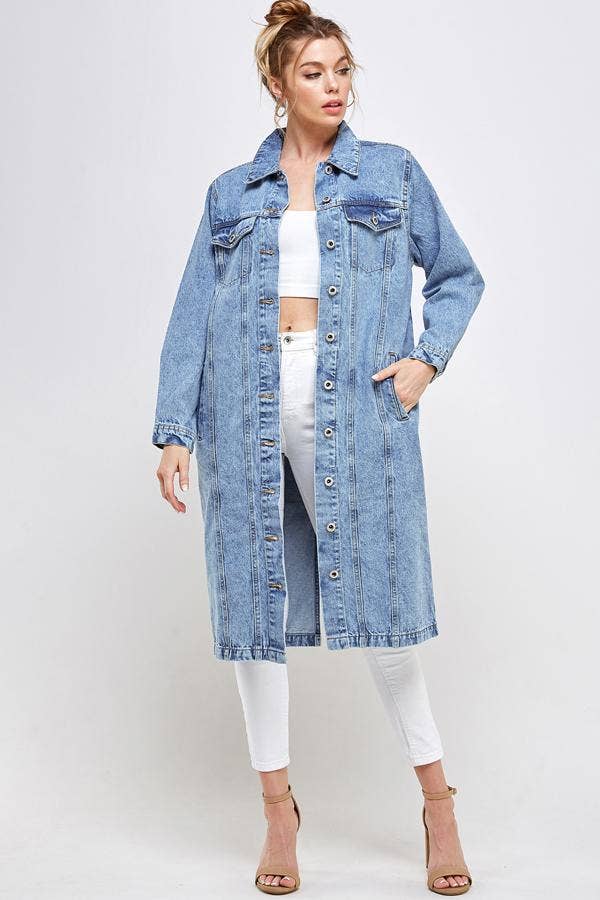 BLUE AGE – wholesale Denim jacket – Women's – Long Trench Coat Denim Jean Jacket (OPEN PACK)14