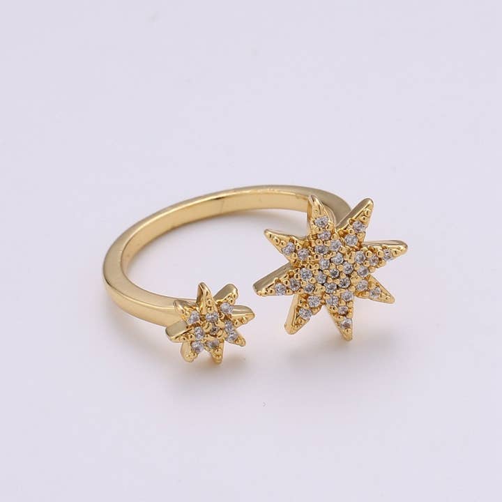 Guld North Star Ring, Läcker Star Ring, Justerbar Ring, Minimalistisk Star Ring, Minimalistisk Ring, Stapelbar öppen Ring, Himmelska smycken, R-100 för wholesale av Aim Eternal