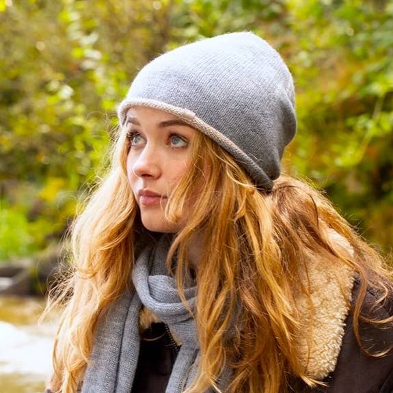 100% Alpaca Jersey Knit Beanie - Now in Cornflower Blue for wholesale by Samantha Holmes Alpaca Clothing and Gifts