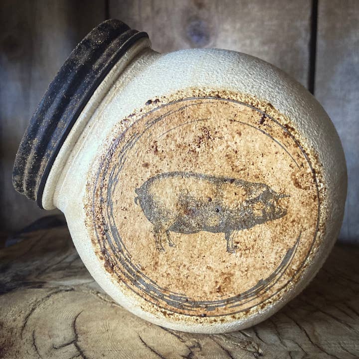 Farmhouse Pig Glass Storage Jar, Rustic Kitchen Canister for wholesale by Countrycore Home & Bath